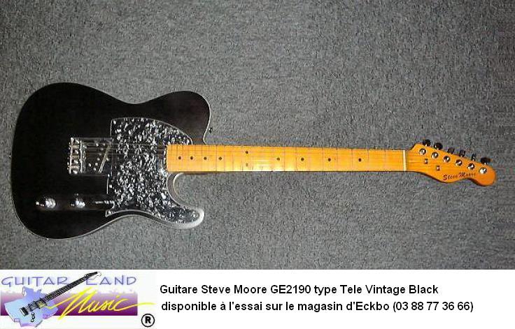 Guitare Steve Moore GE2190 type Tele Vintage Black